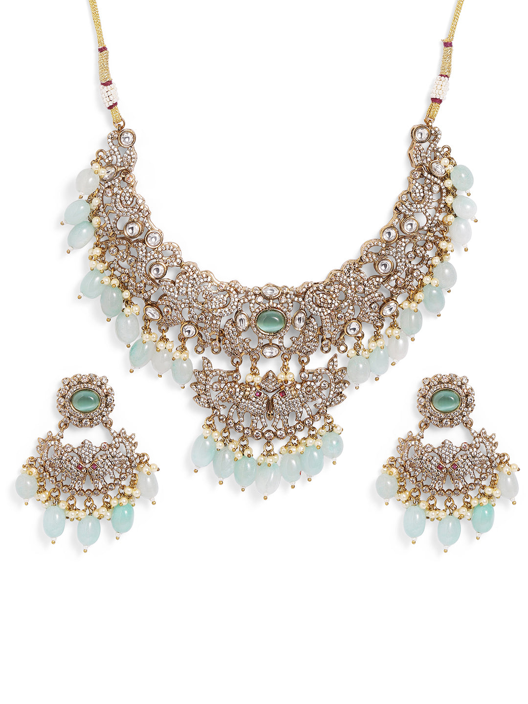 Ishin Blue  Colour Gold Plated Jewellery Set