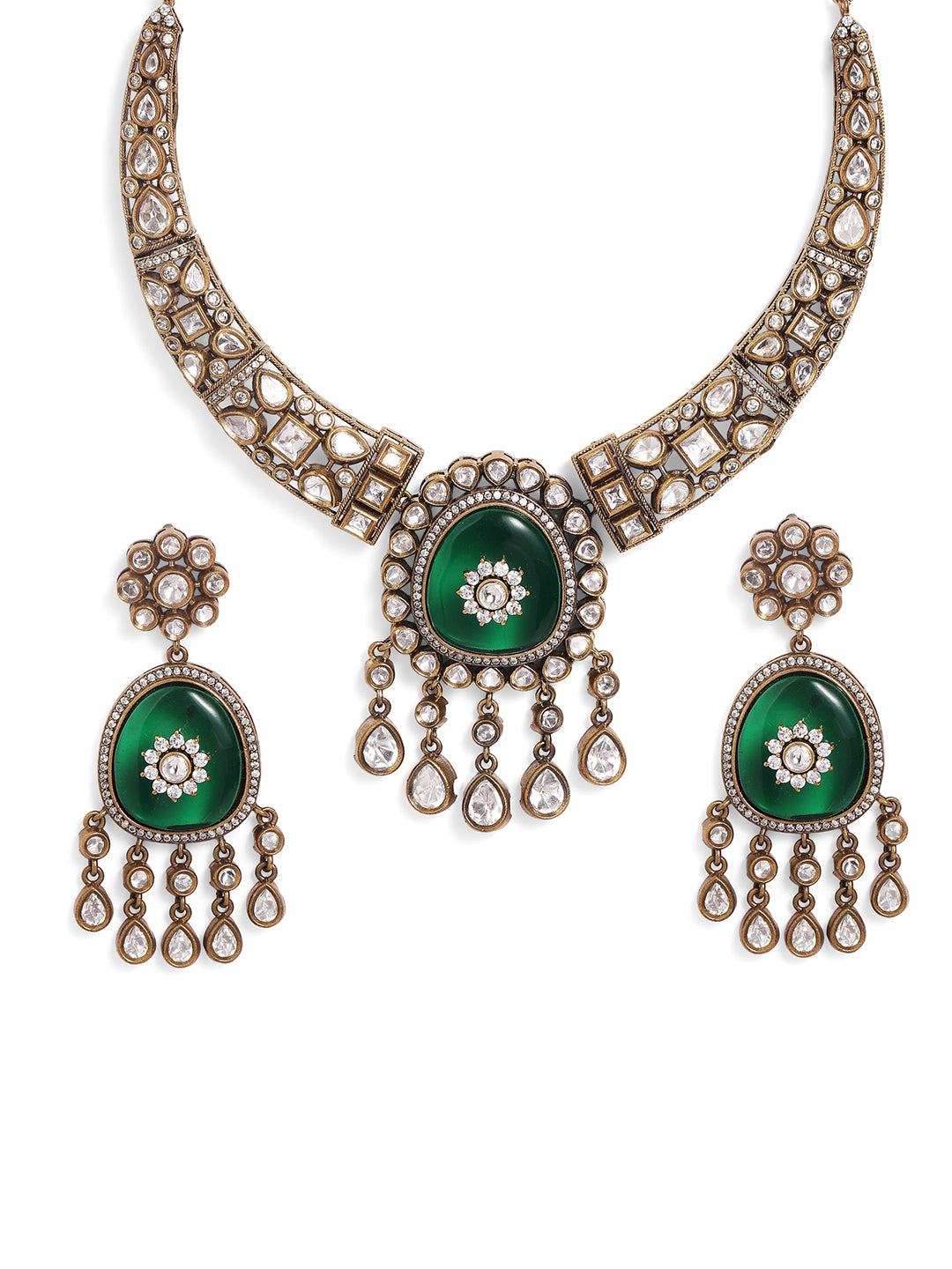 Ishin Green  Colour Gold Plated Jewellery set