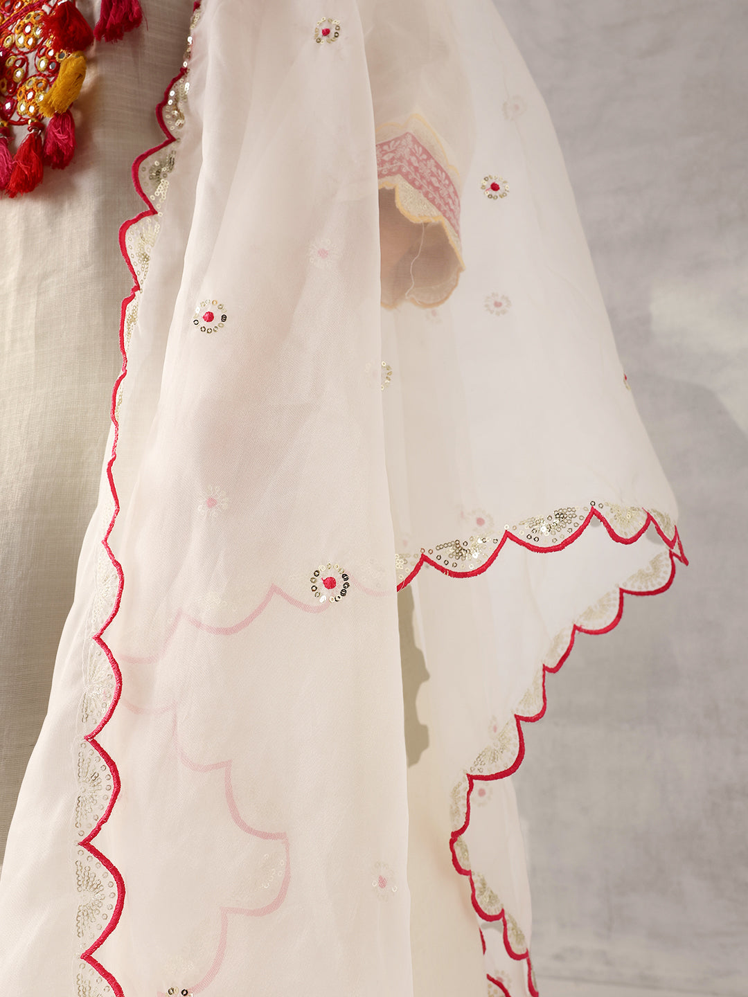 Soft White Viscose Silk Embroidered Straight Fit Kurta Set with Dupatta