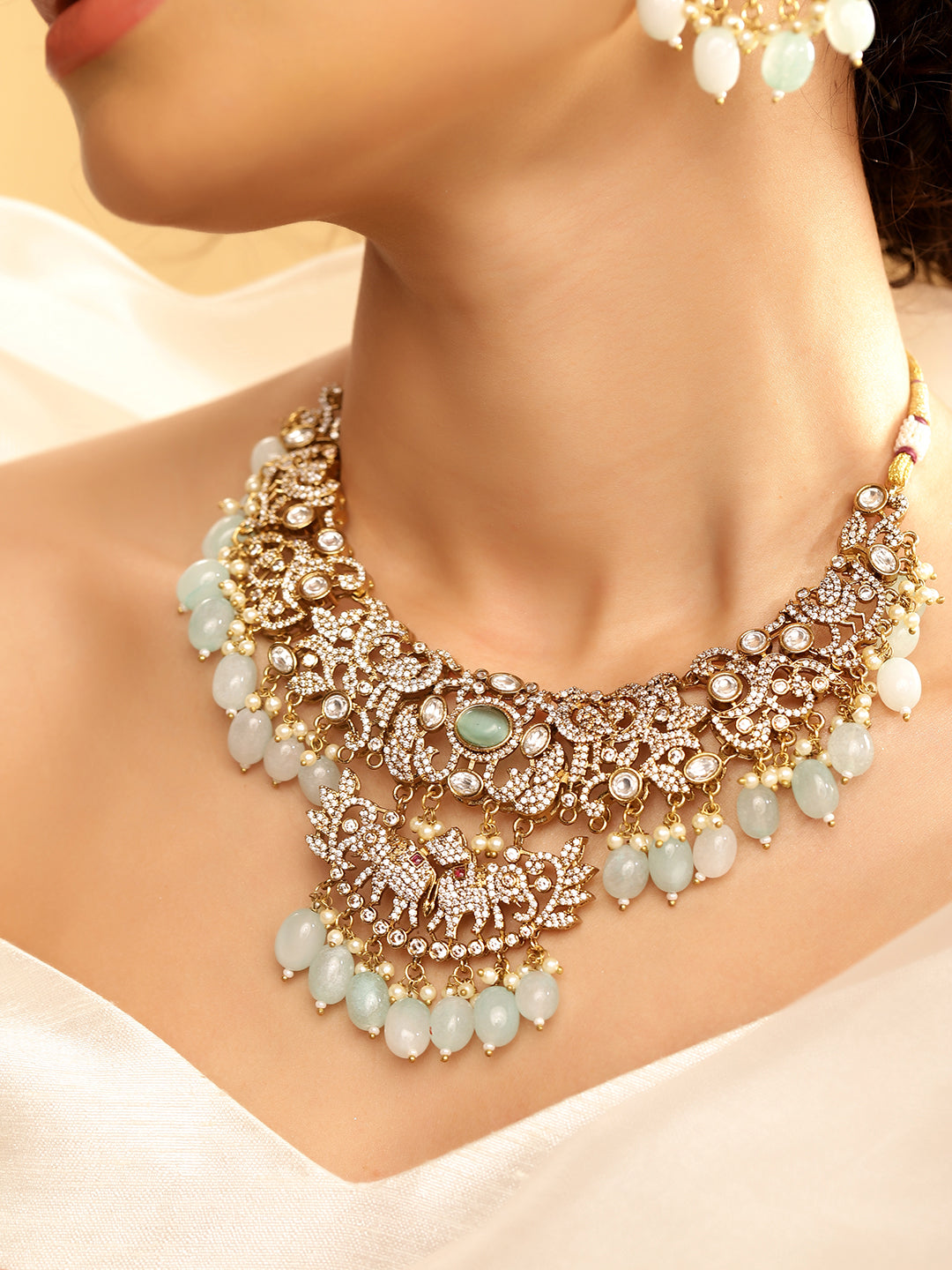 Ishin Blue  Colour Gold Plated Jewellery Set