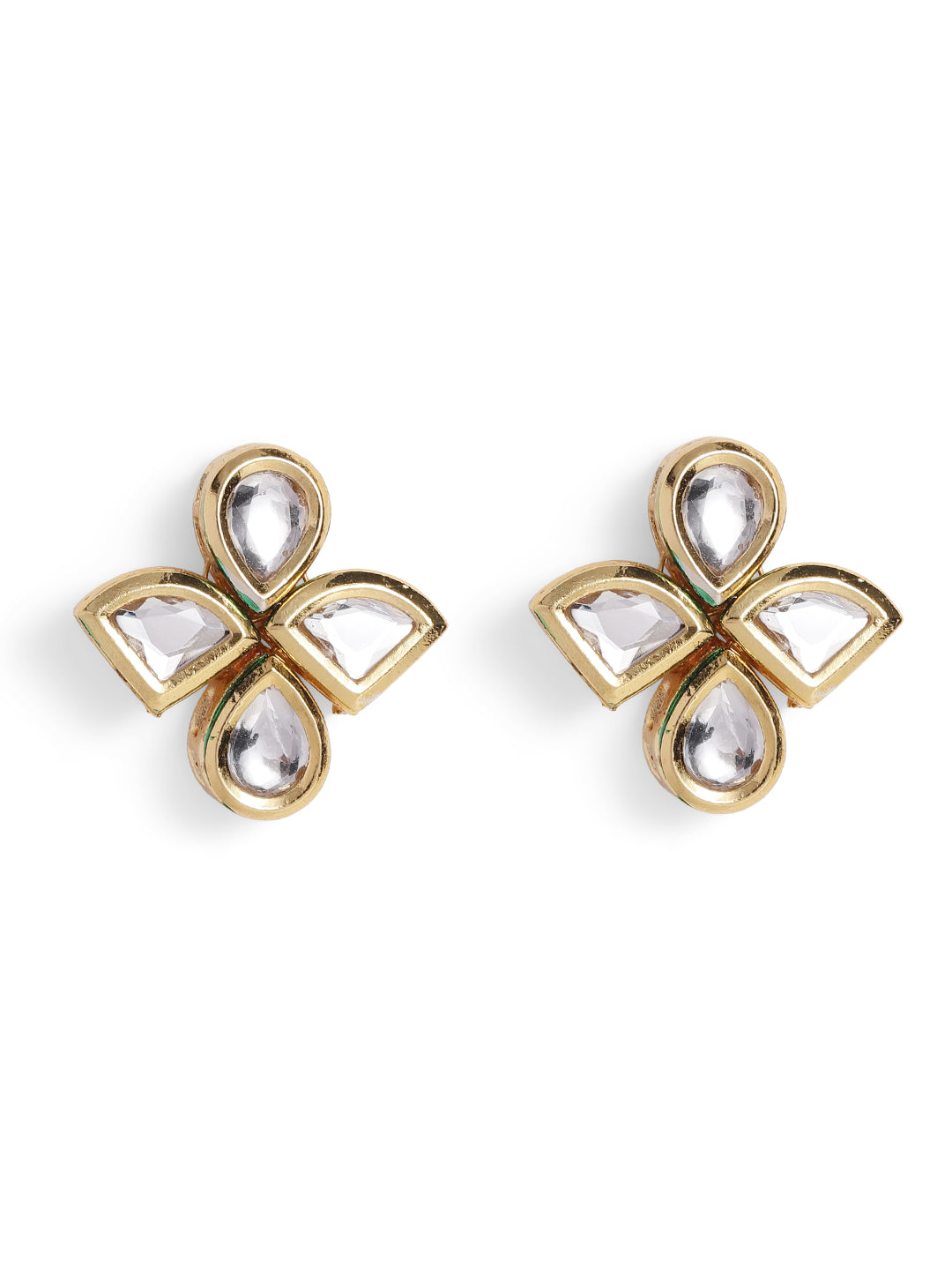 Ishin White Colour Gold plated Kundan Studs Earring