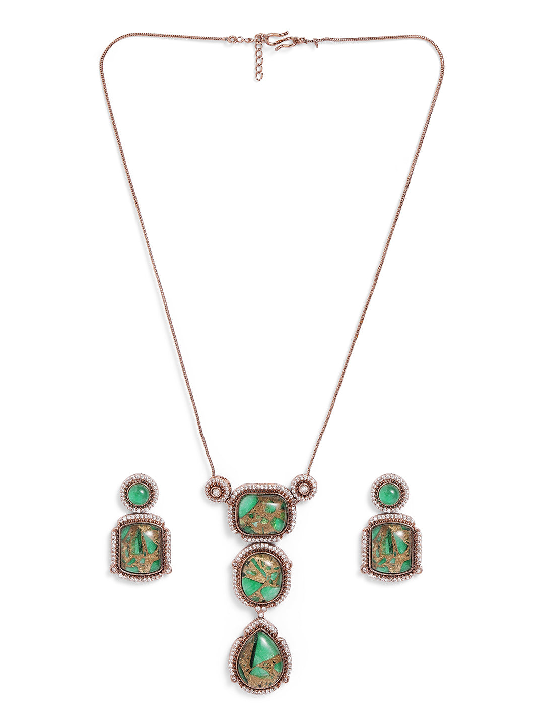 Ishin green  Colour Gold Plated jewellery set