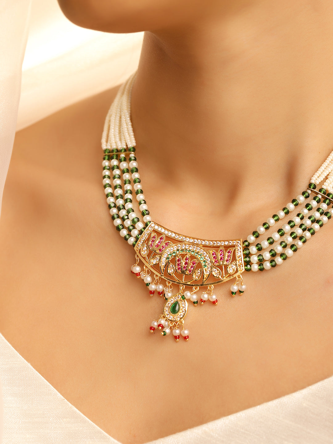 Ishin green  Colour Gold Plated Jewellery set