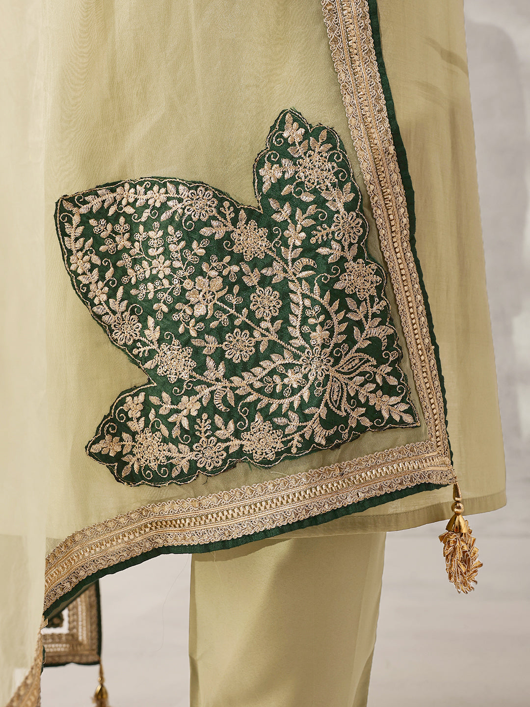 Rich Mint Green Roman Silk Zari Embroidered Straight Fit Kurta Set with Dupatta