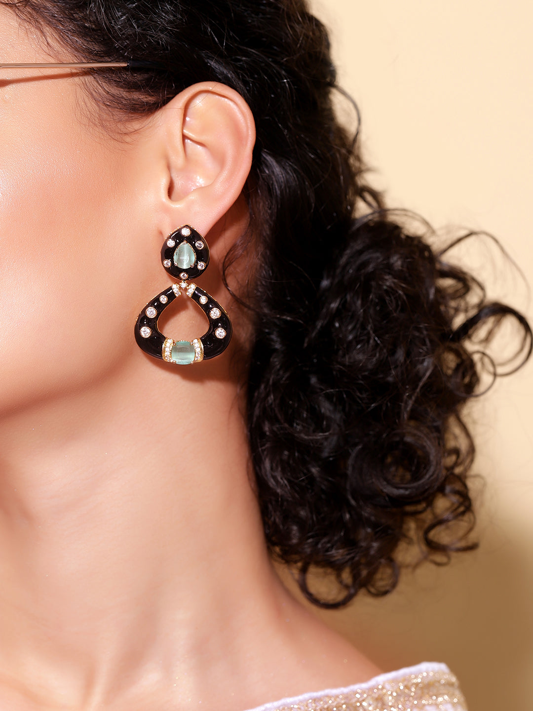 Ishin Aqua  Colour Silver Plated Drop Earring