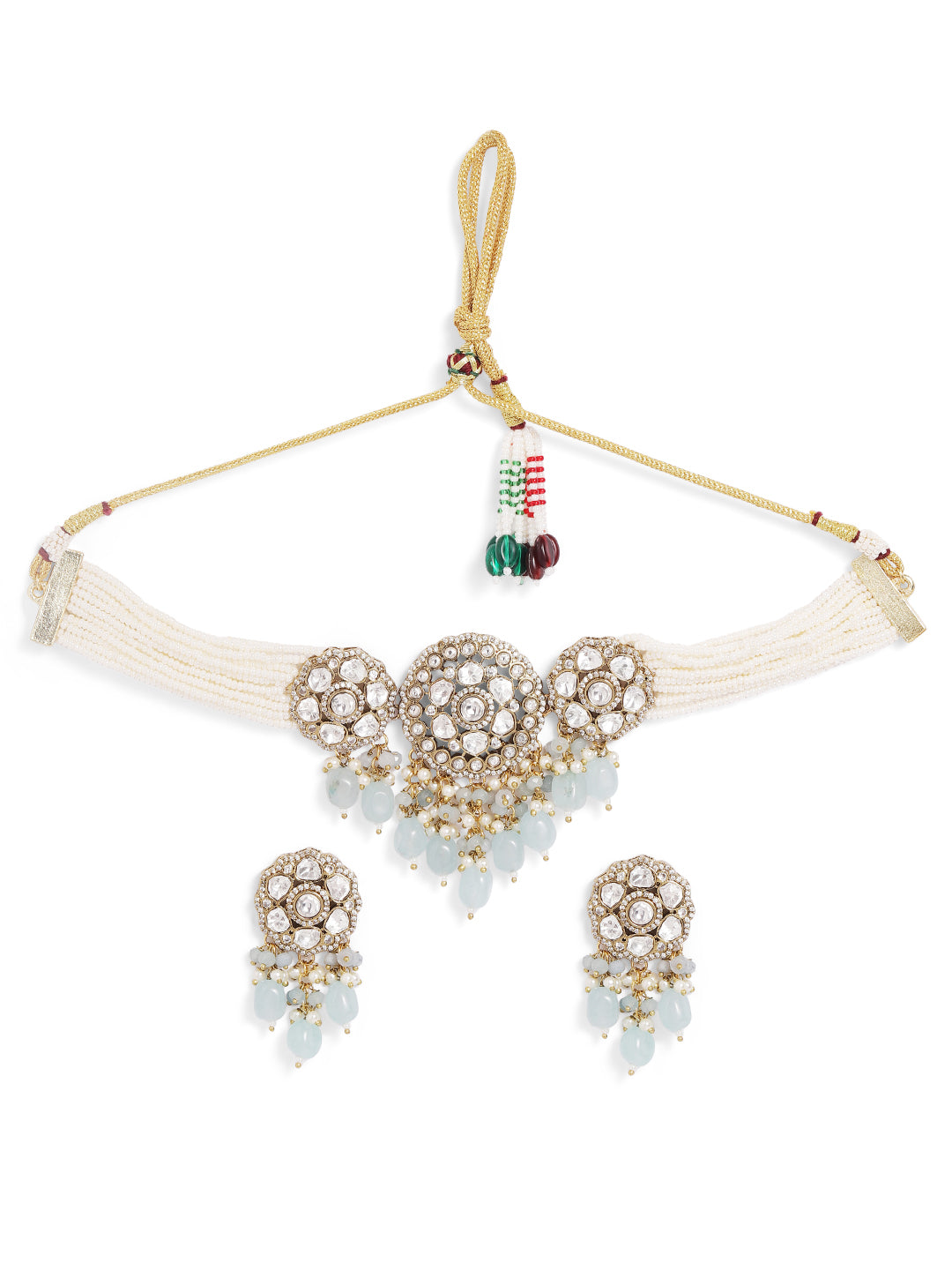 Ishin Blue  Colour Gold Plated Jewellery Set