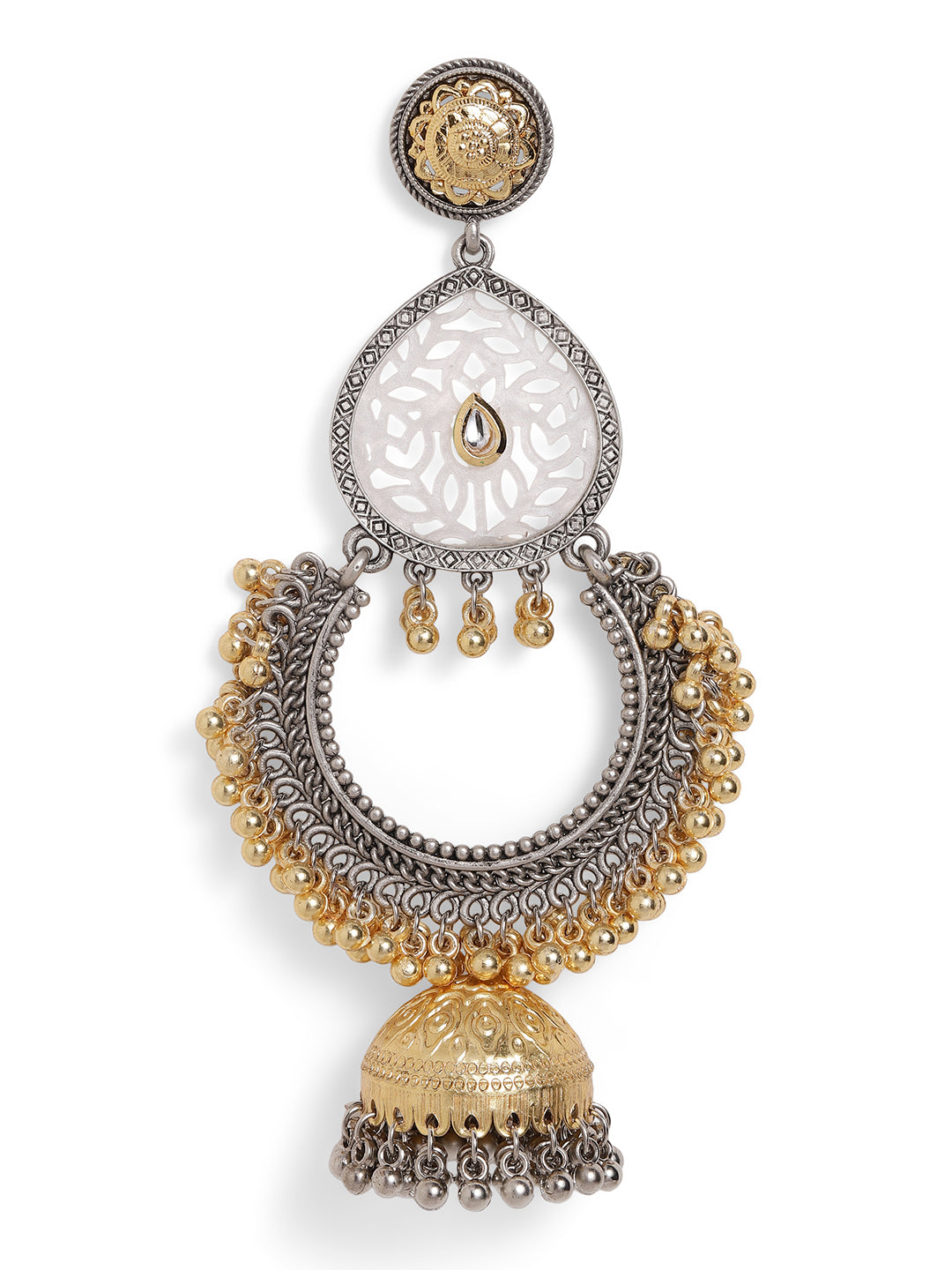 Ishin Multi Colour Silver Plated Jhumka Earring