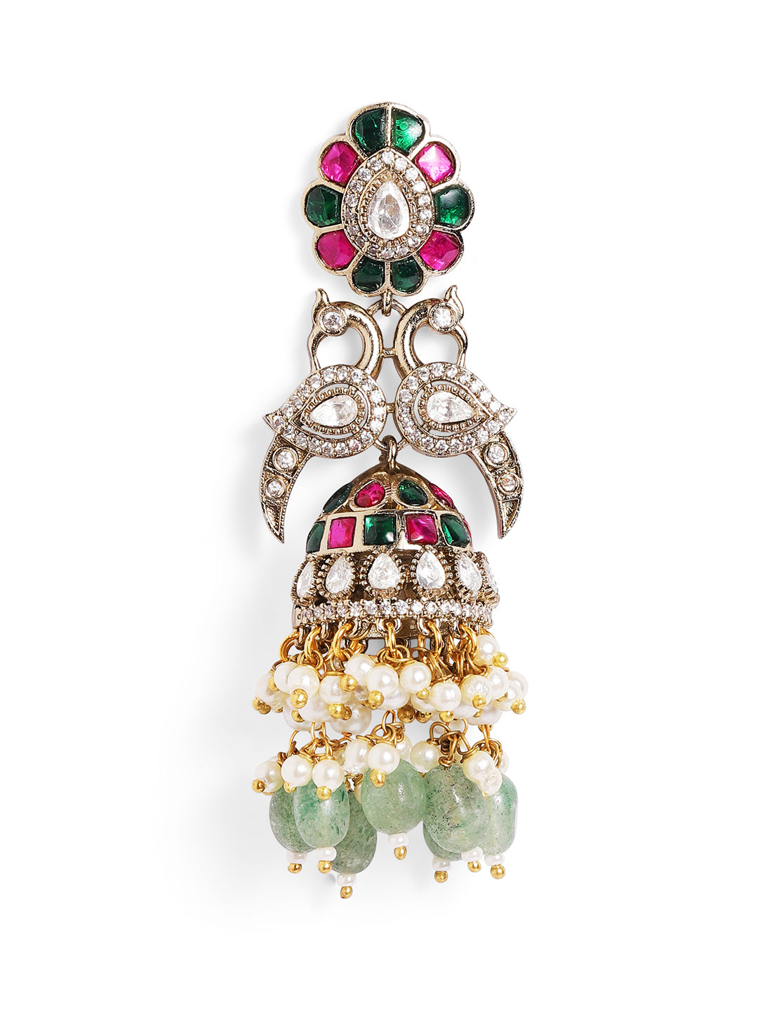 Ishin Multi  Colour Gold Plated Jhumka Earring
