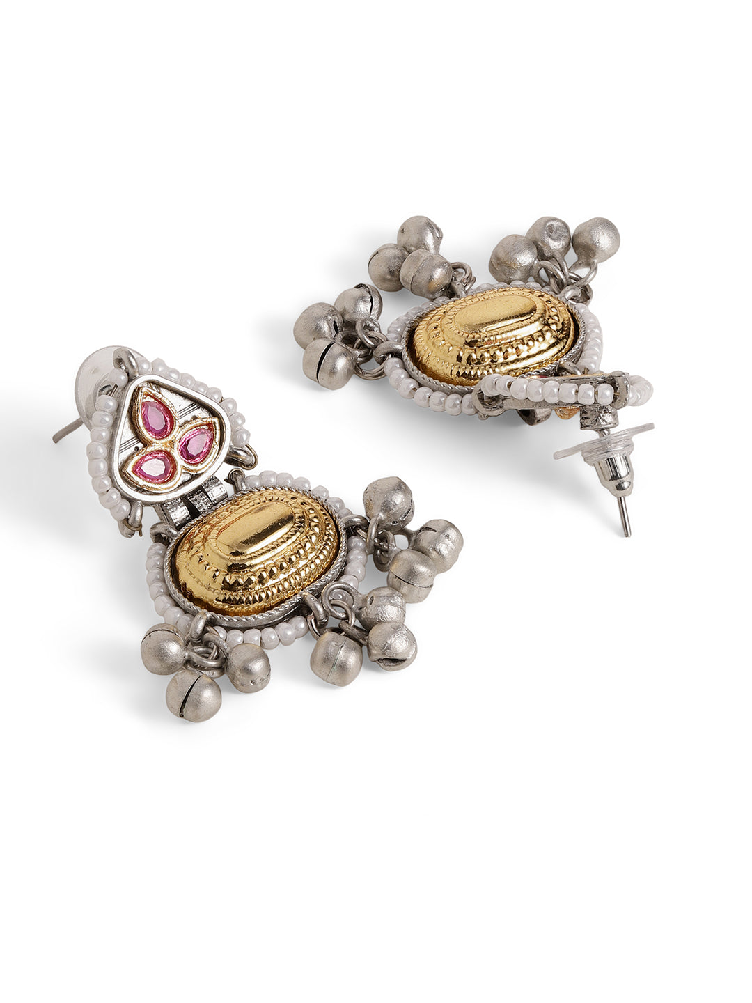 Ishin Pink Colour Silver Plated Beads Drop Earring