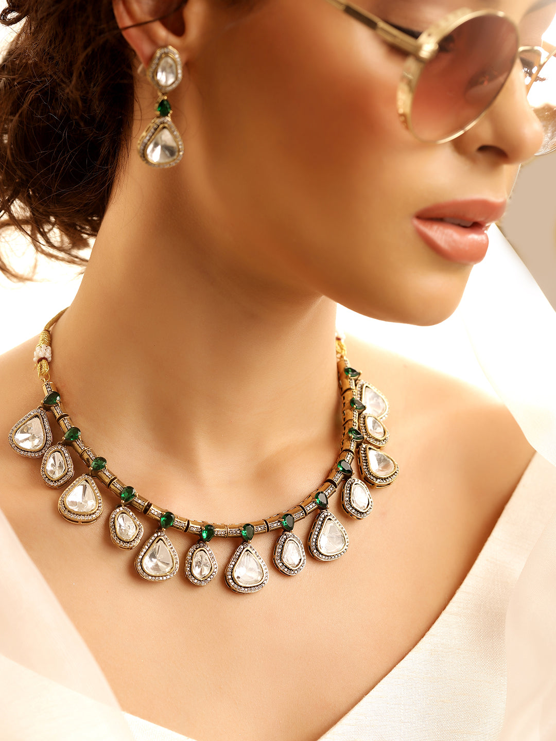 Ishin White  Colour Gold Plated Jewellery Set