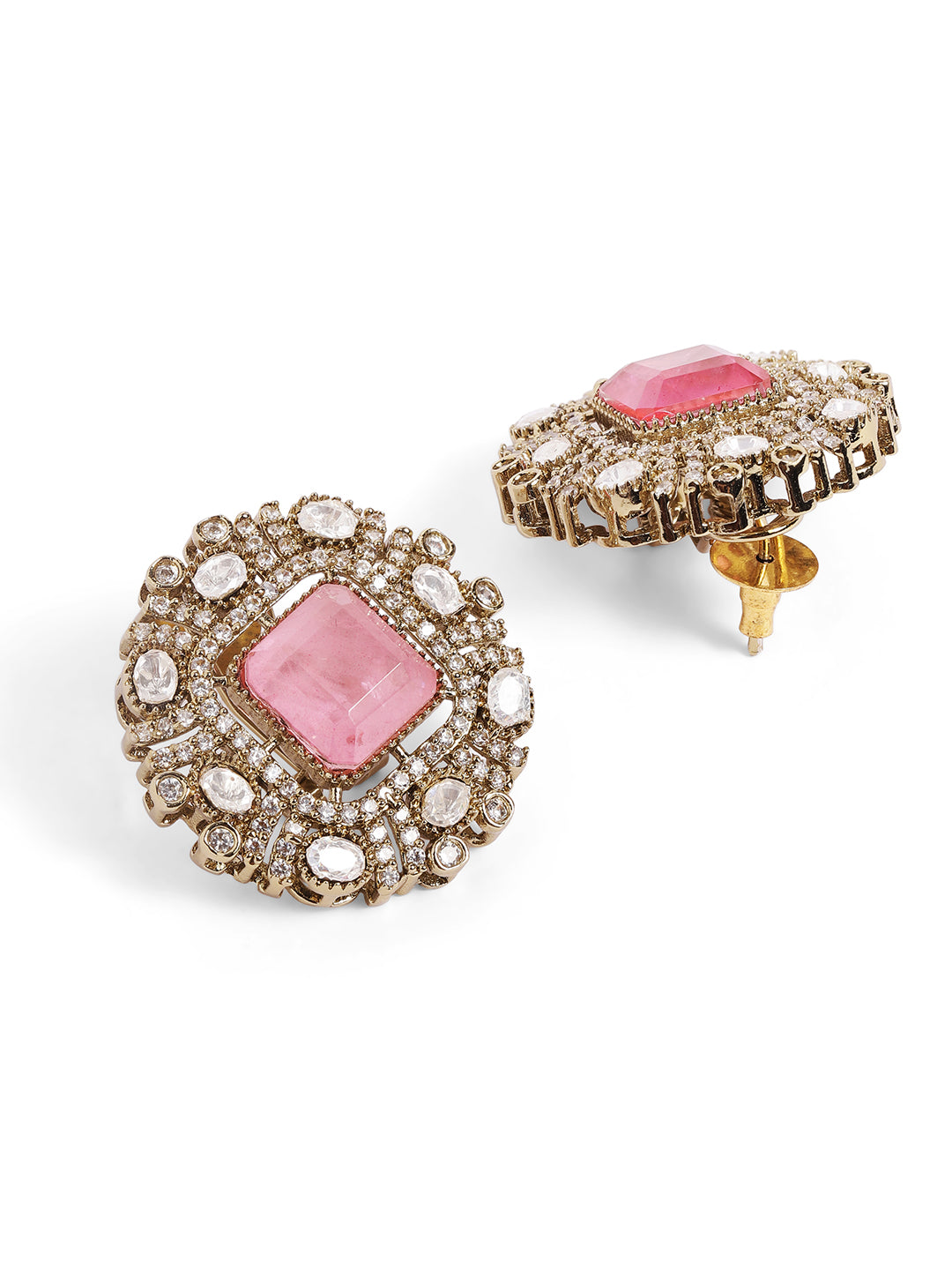 Ishin Pink  Colour Gold Plated Jewellery set