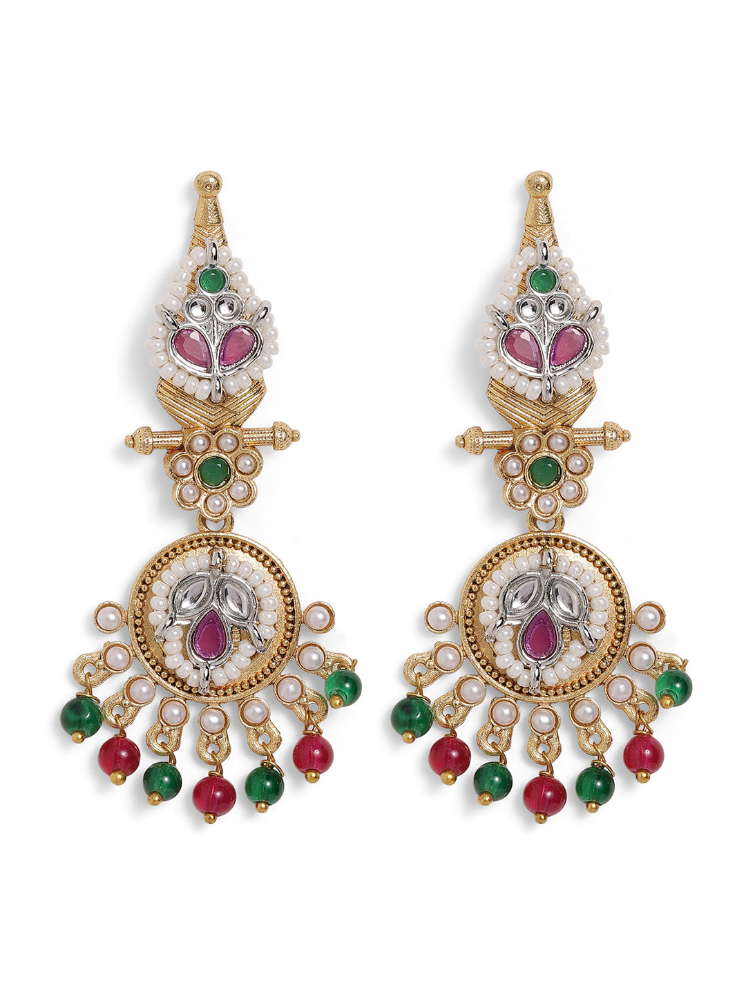 Ishin Multi Colour Gold Plated Beads Drop Earring