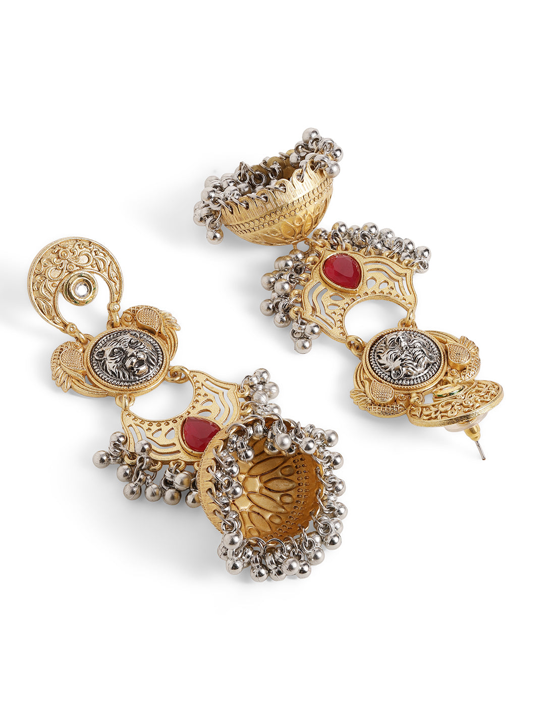Ishin Pink Colour Gold Plated Jhumka Earring