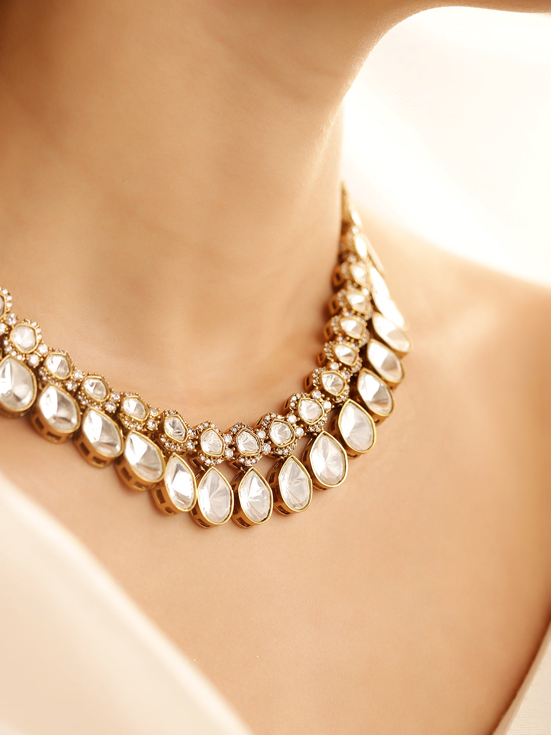 Ishin White  Colour Gold Plated Jewellery Set