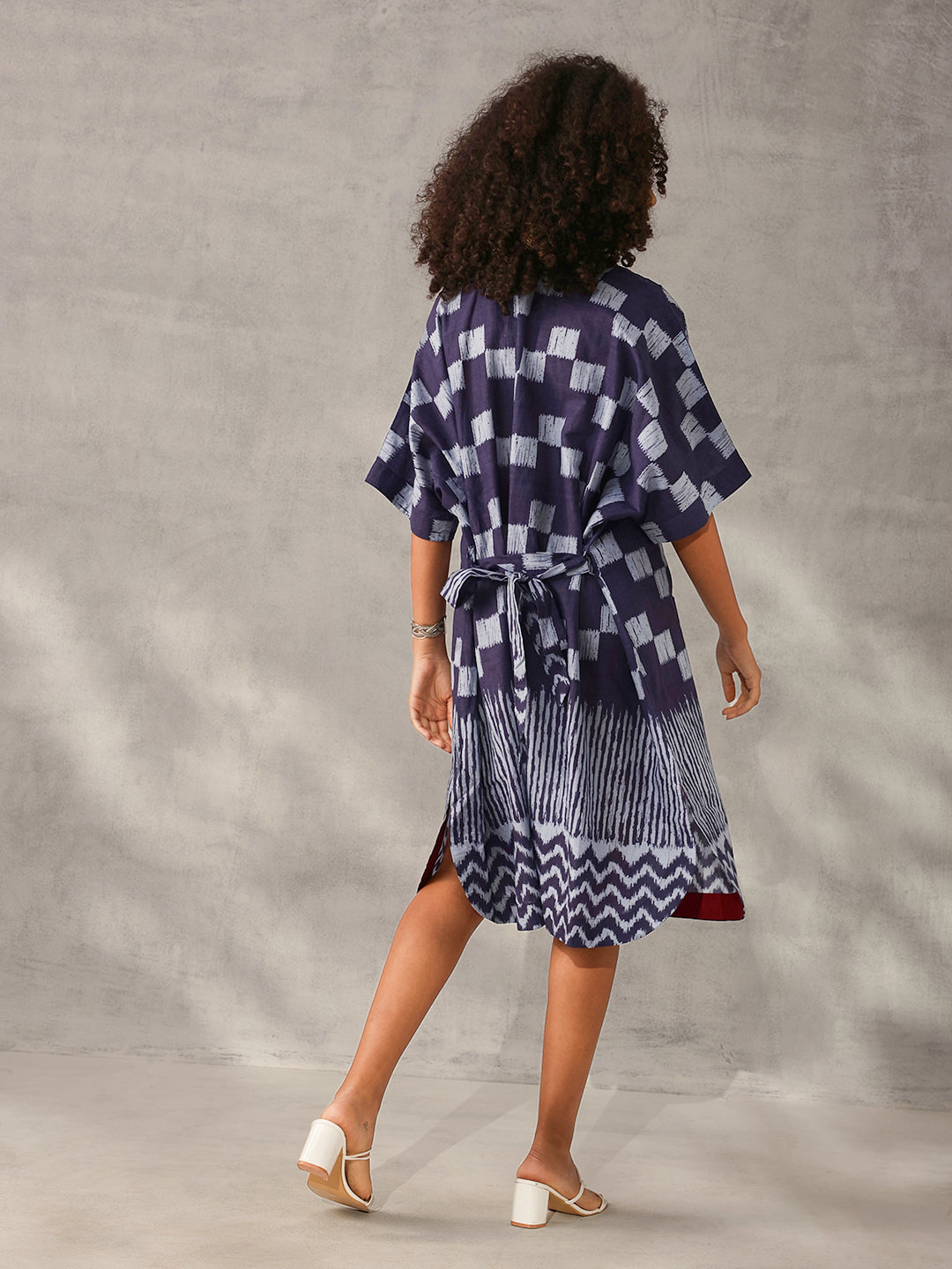 Comfy Navy Blue Cotton Printed Regular Fit Dress