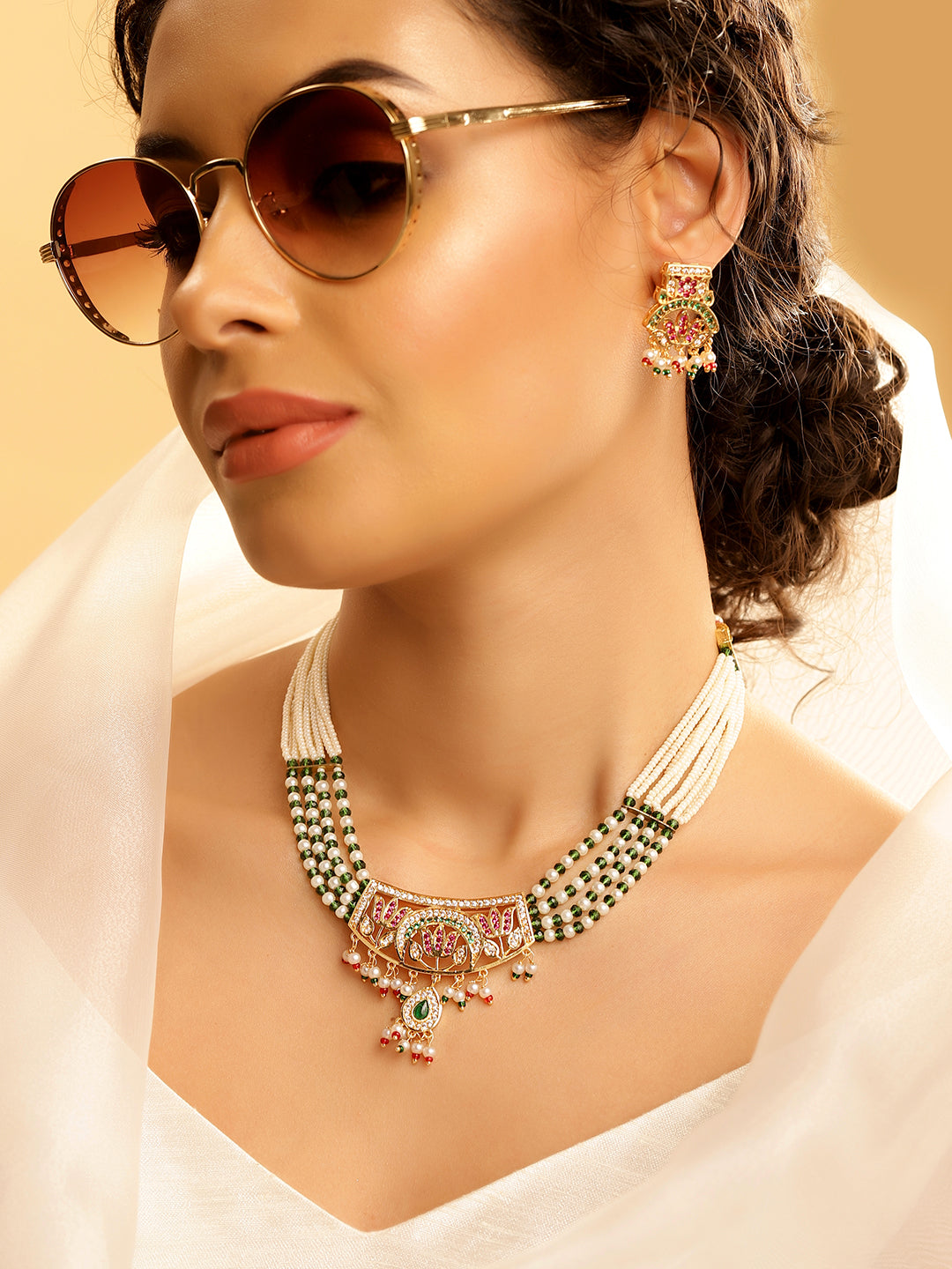 Ishin green  Colour Gold Plated Jewellery set