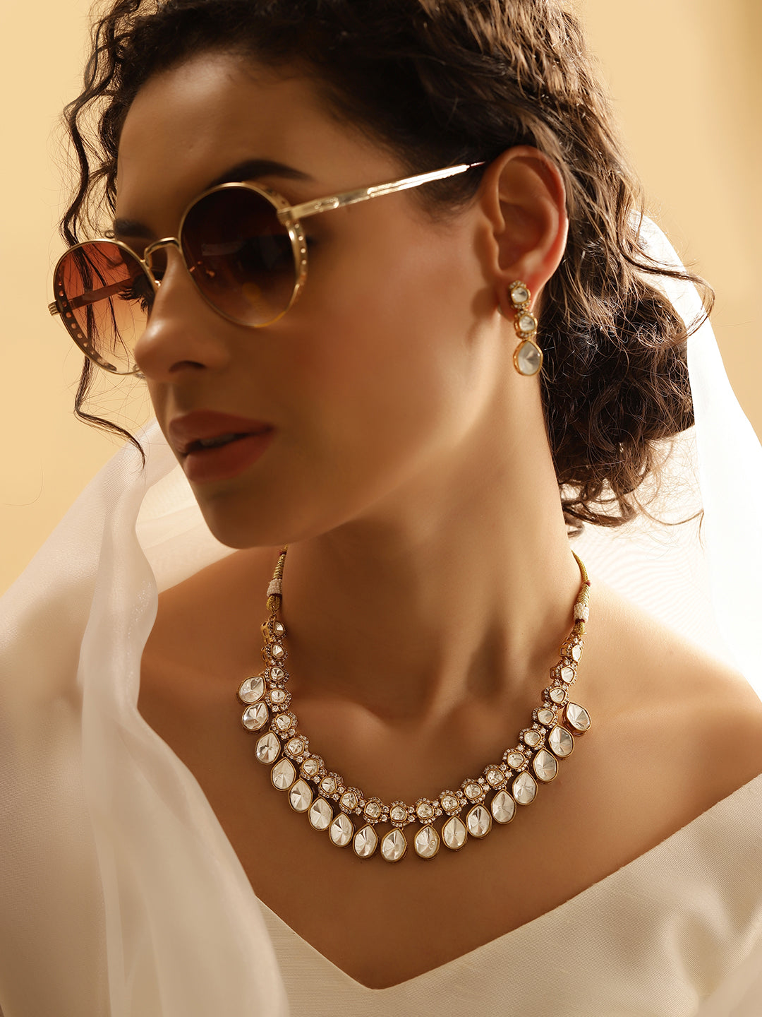 Ishin White  Colour Gold Plated Jewellery Set