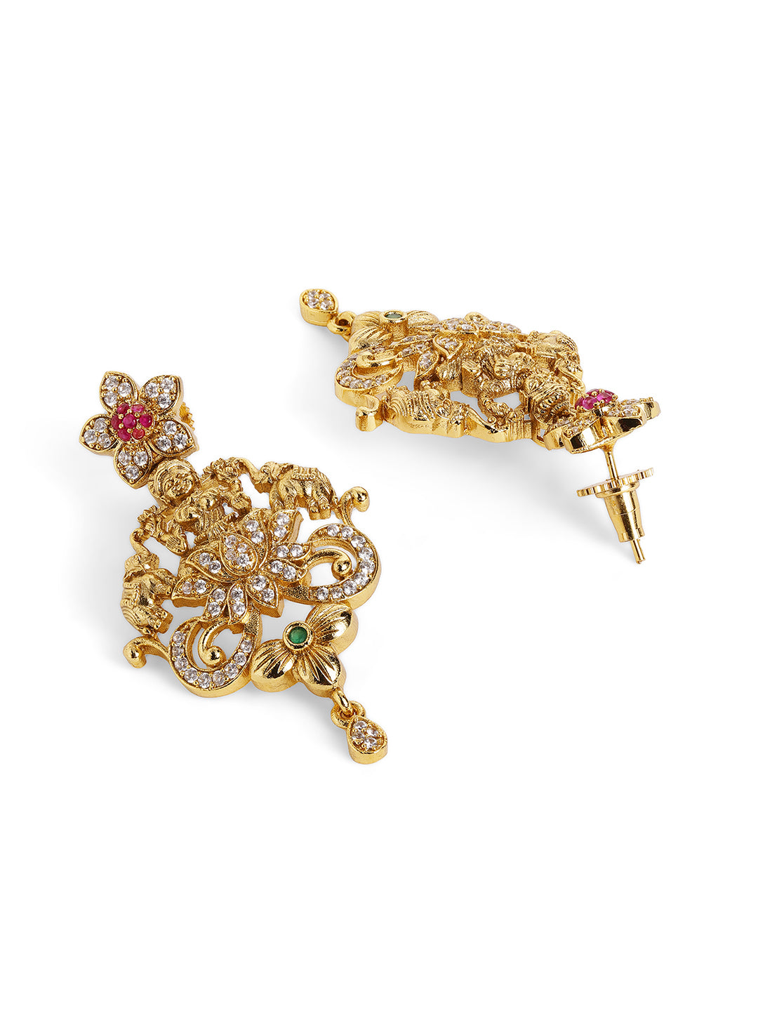 Ishin AD Elegance Gold Plated Floral Embrace Necklace and drop earrings Jewellery Set