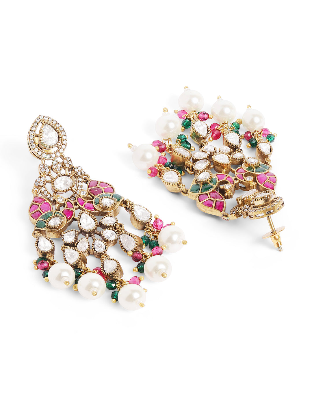 Ishin Multi  Colour Gold Plated Drop Earring