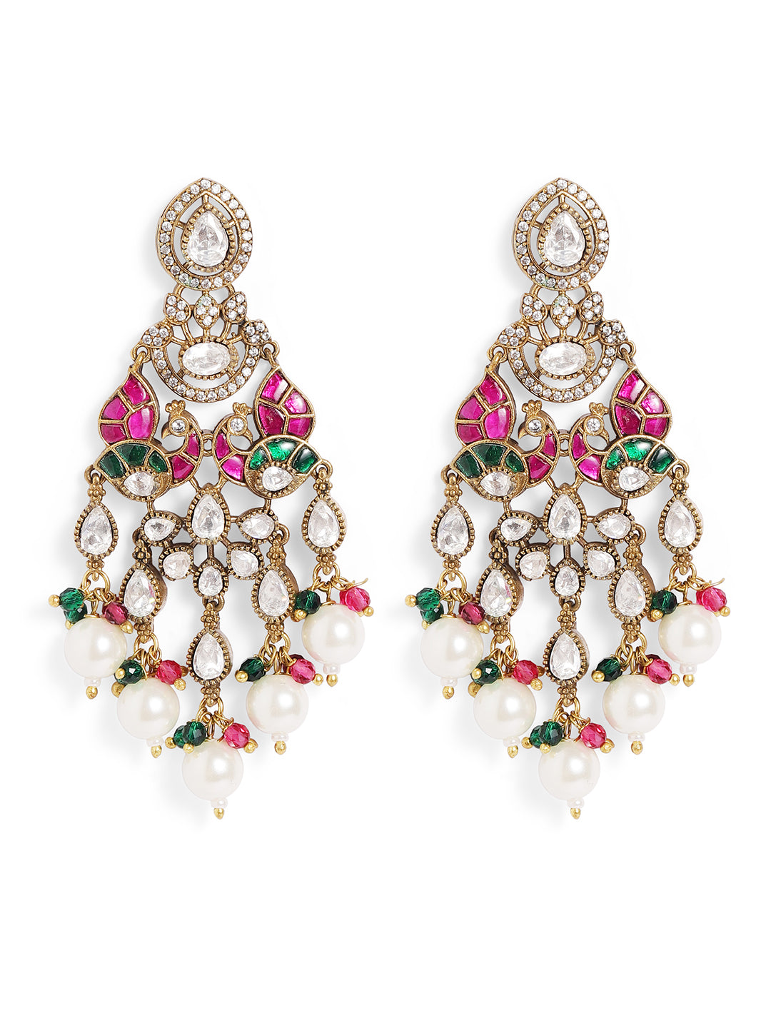 Ishin Multi  Colour Gold Plated Drop Earring