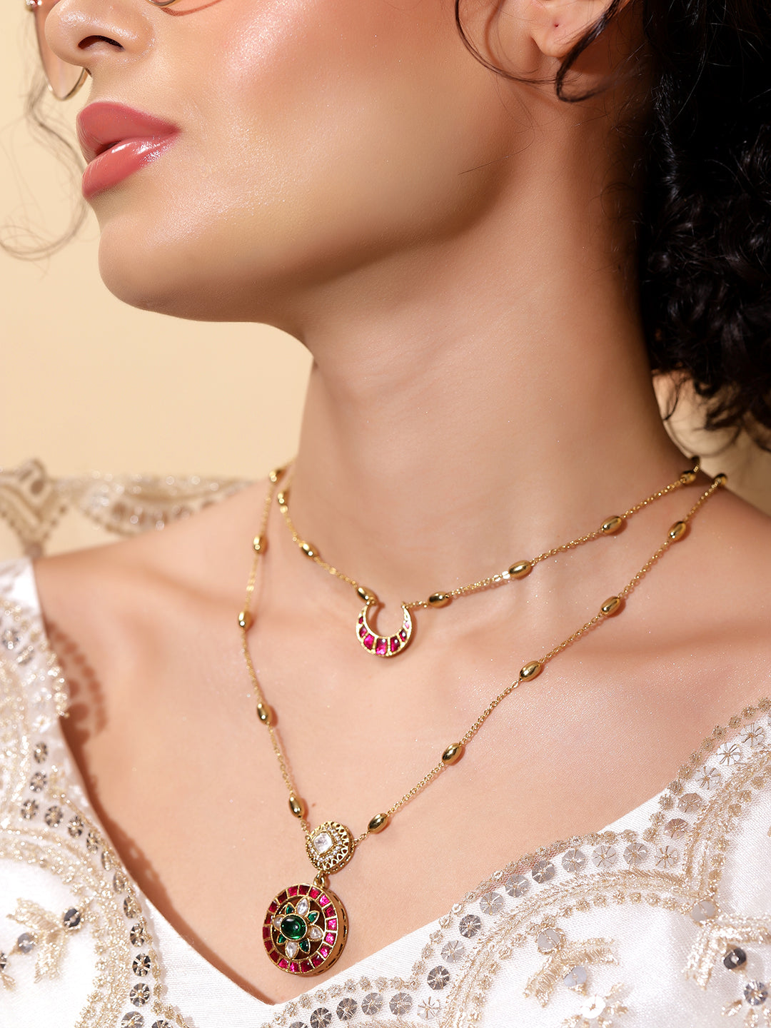 Ishin Multi  Colour Gold Plated Jewellery set