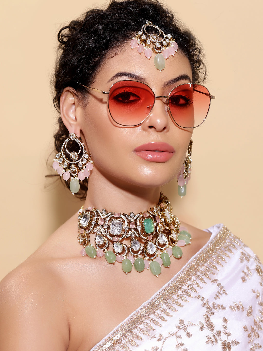 Ishin Multi  Colour Gold Plated Jewellery Set