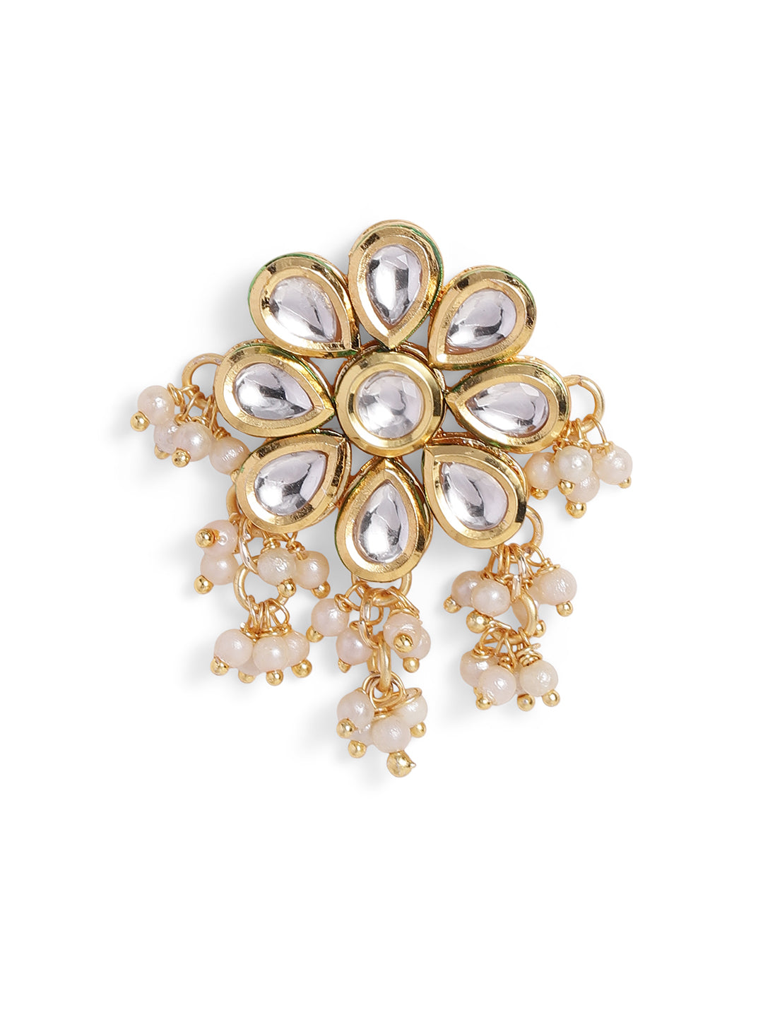 Ishin White Colour Gold plated Kundan Studs Earring