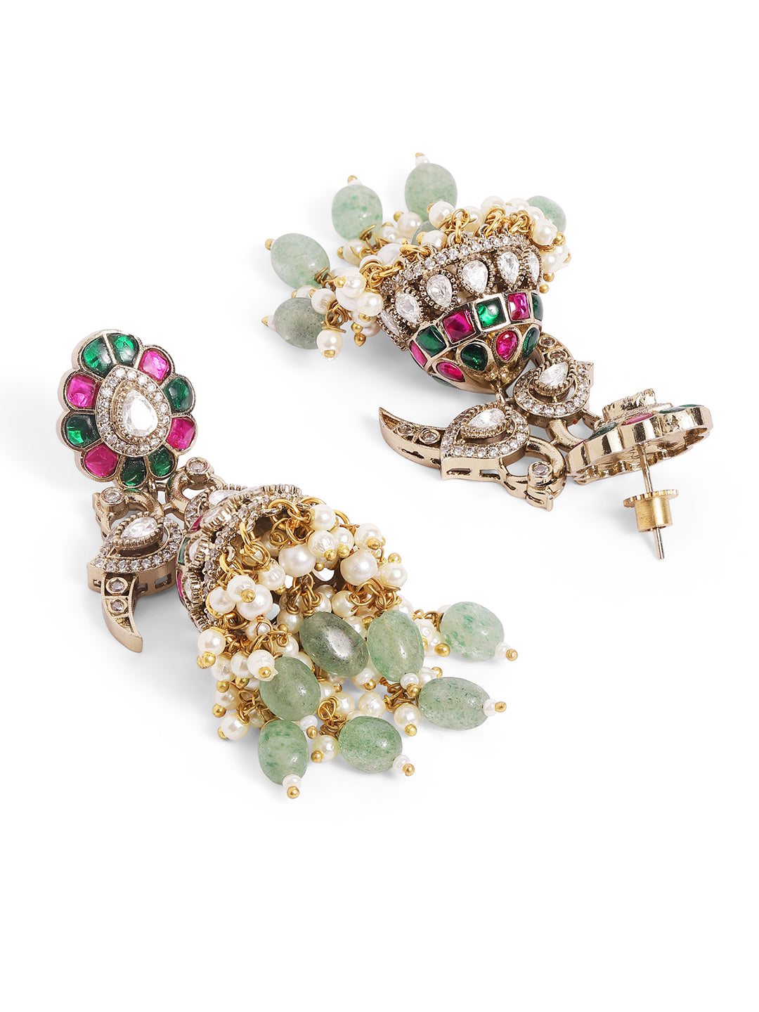 Ishin Multi  Colour Gold Plated Jhumka Earring