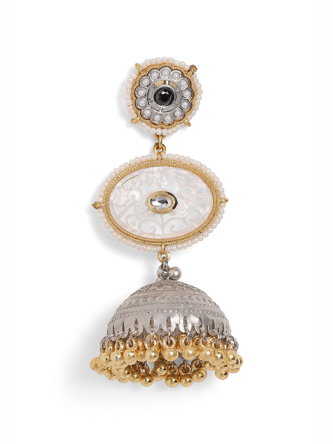 Ishin Black Colour Silver Plated Jhumka Earring ER-IS-10119
