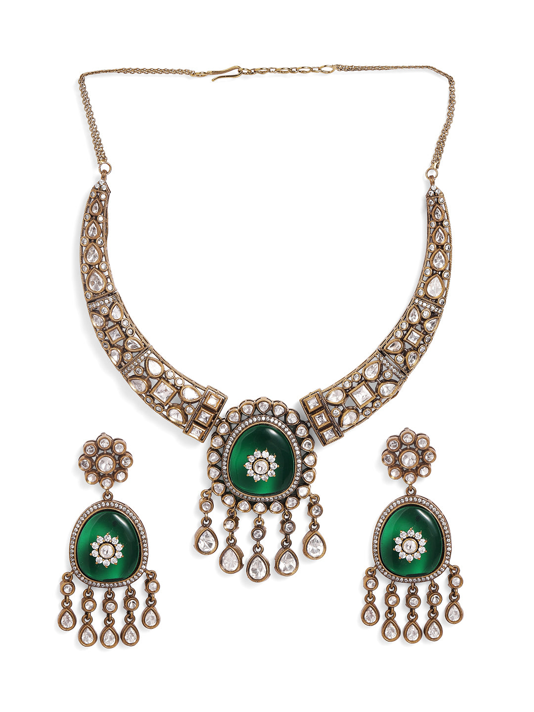 Ishin Green  Colour Gold Plated Jewellery set