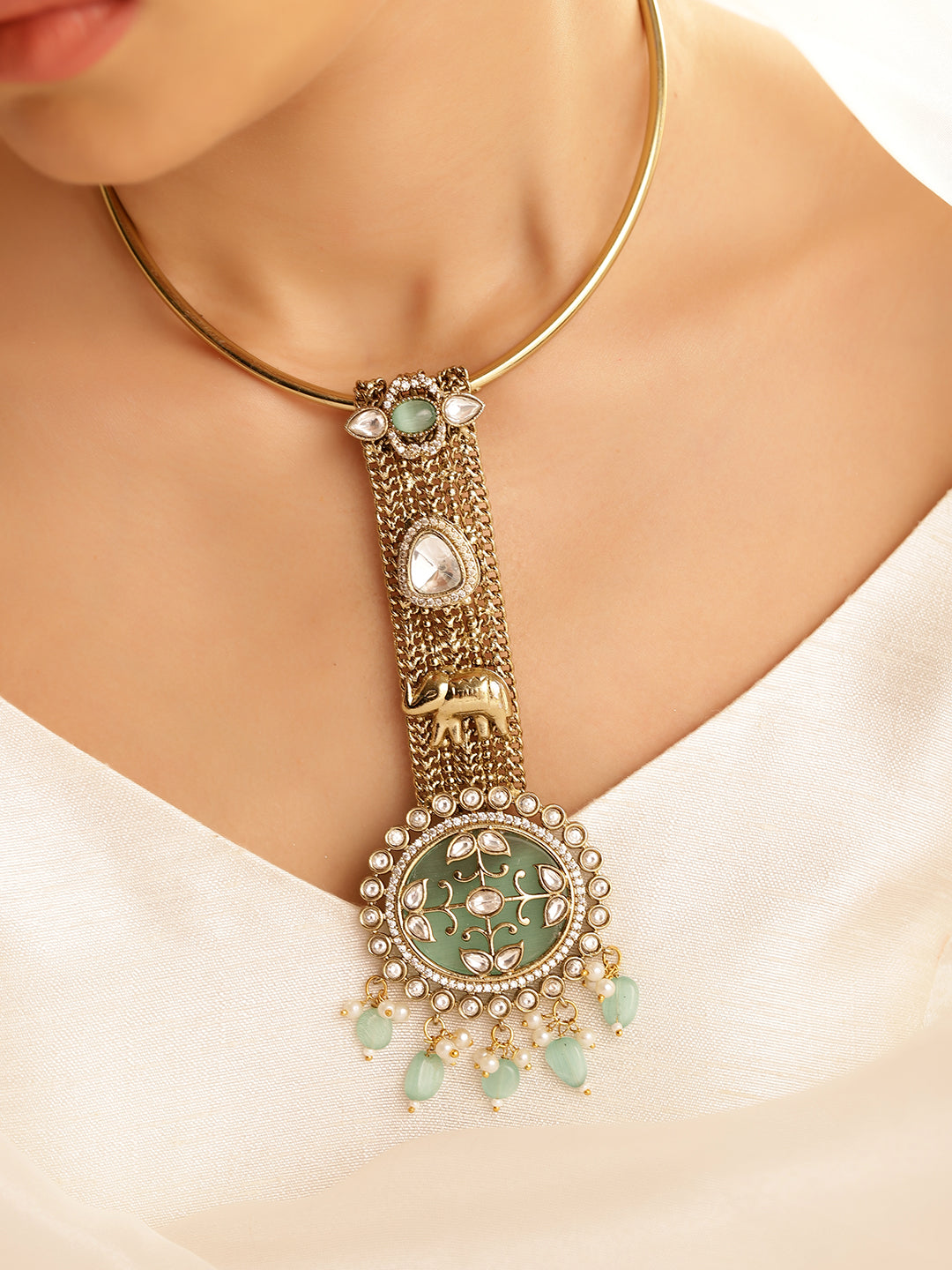 Ishin green  Colour Gold Plated Jewellery set