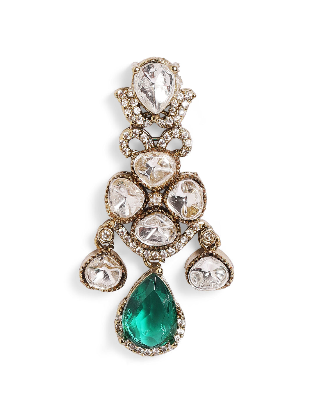 Ishin green  Colour Gold Plated Drop Earring