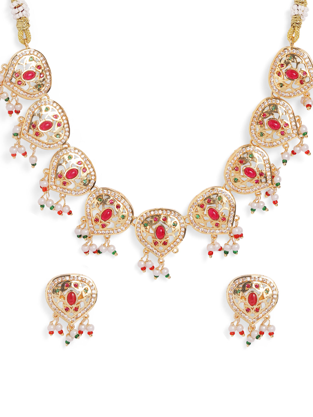 Ishin Multi  Colour Gold Plated Jewellery set