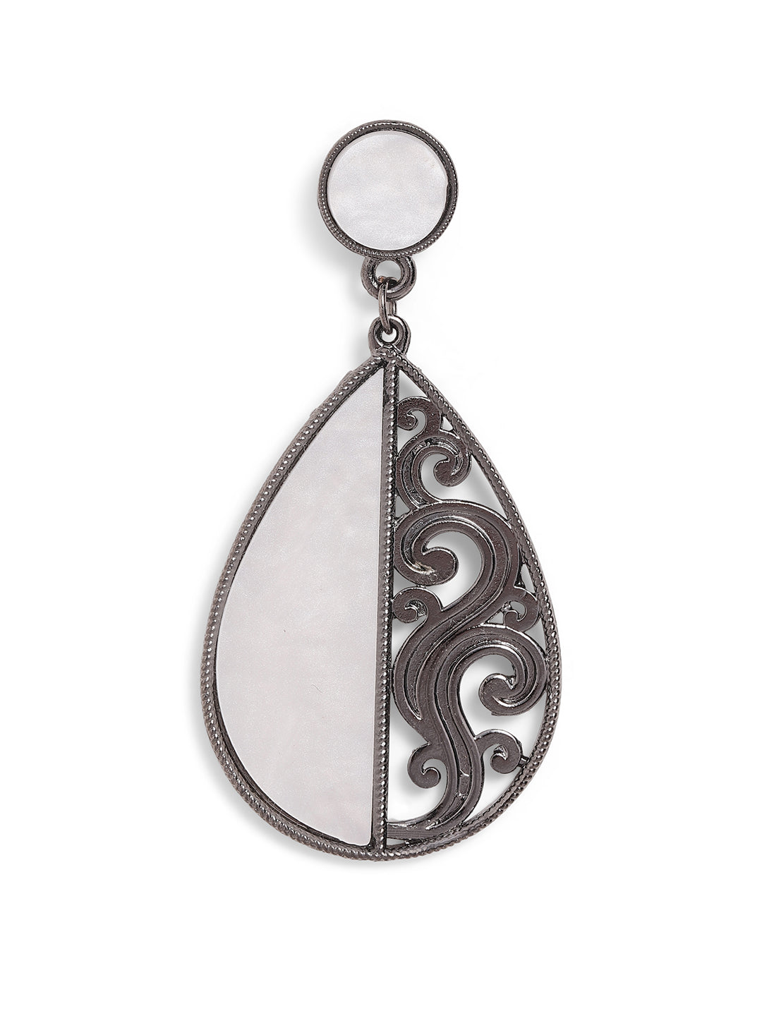 Ishin White Colour Silver Plated Drop Earring