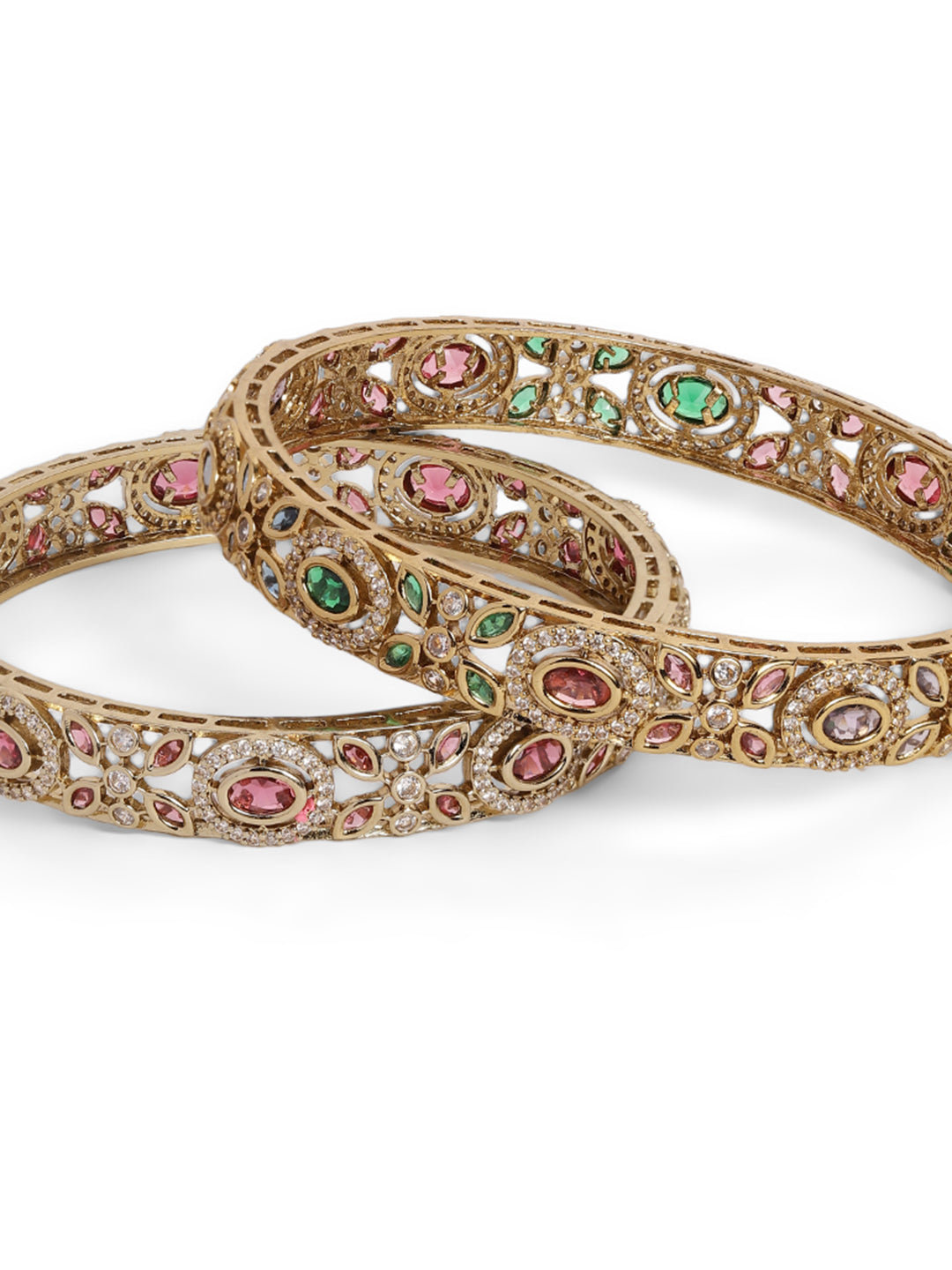 Ishin Multi Colour Gold Plated American Diamond Bangle