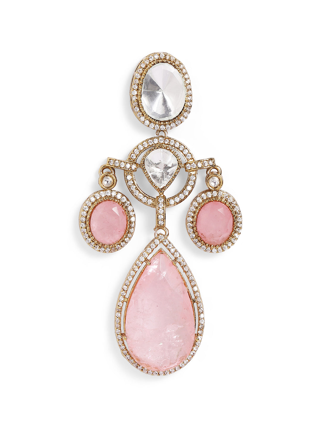 Ishin Pink  Colour Gold Plated Drop Earring