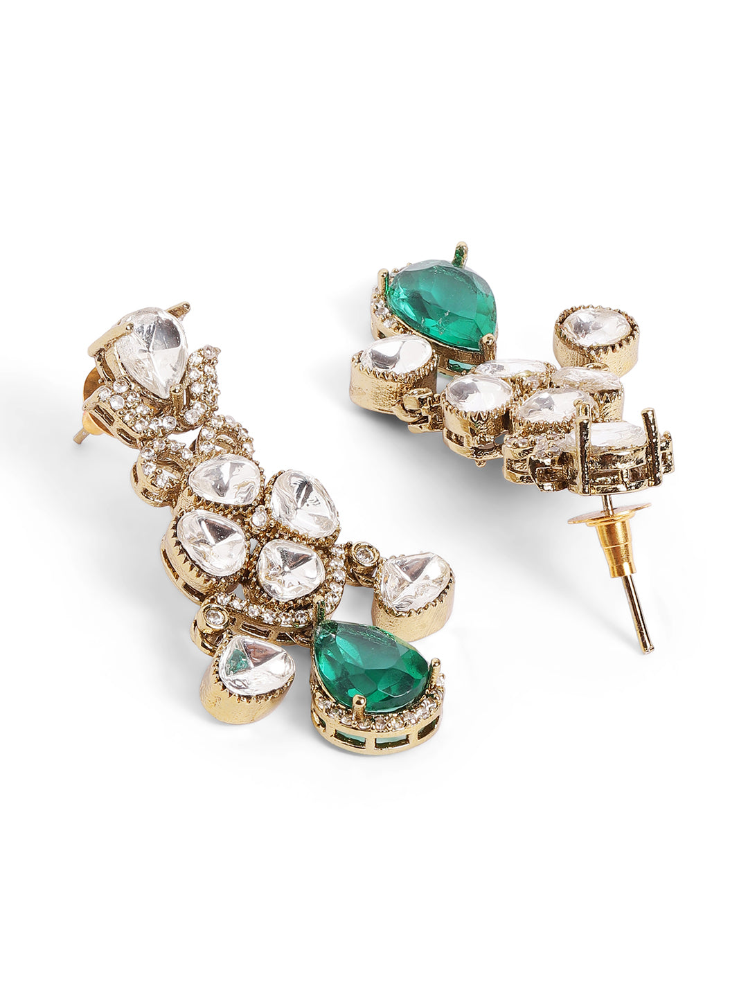 Ishin green  Colour Gold Plated Drop Earring