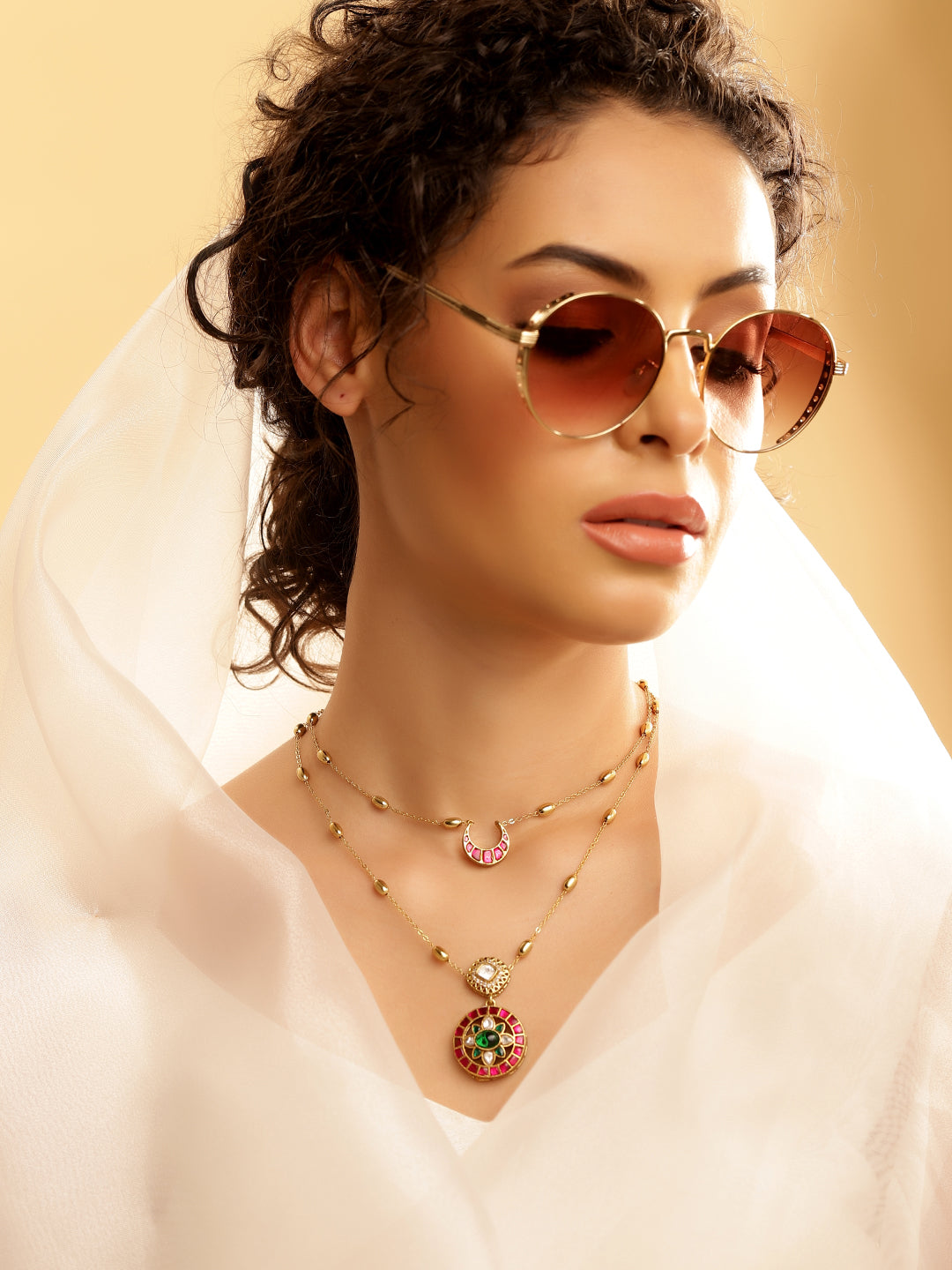 Ishin Multi  Colour Gold Plated Jewellery set