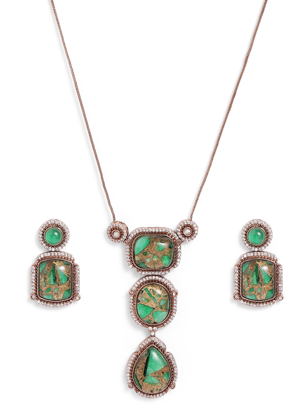 Ishin green  Colour Gold Plated jewellery set