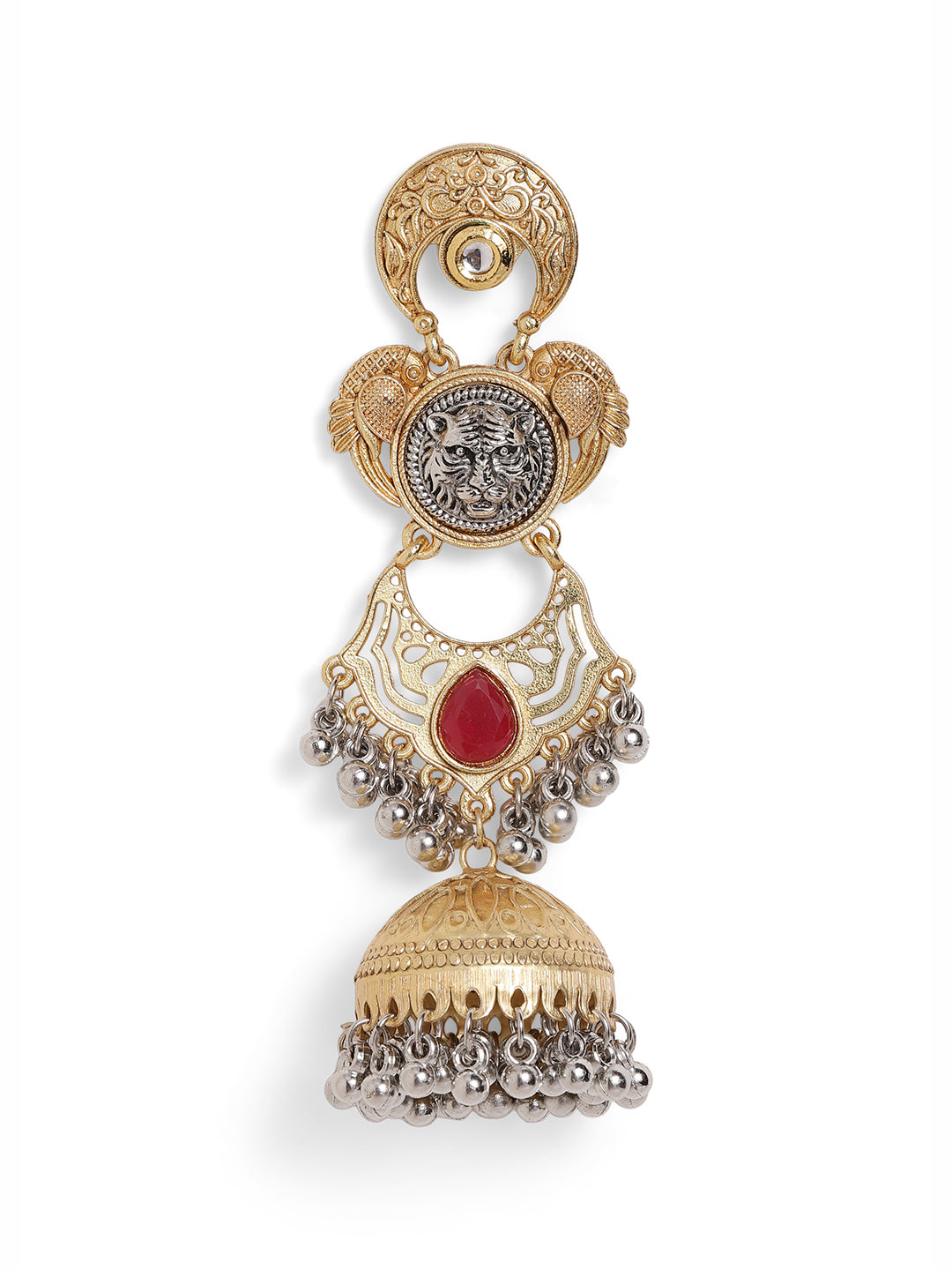 Ishin Pink Colour Gold Plated Jhumka Earring