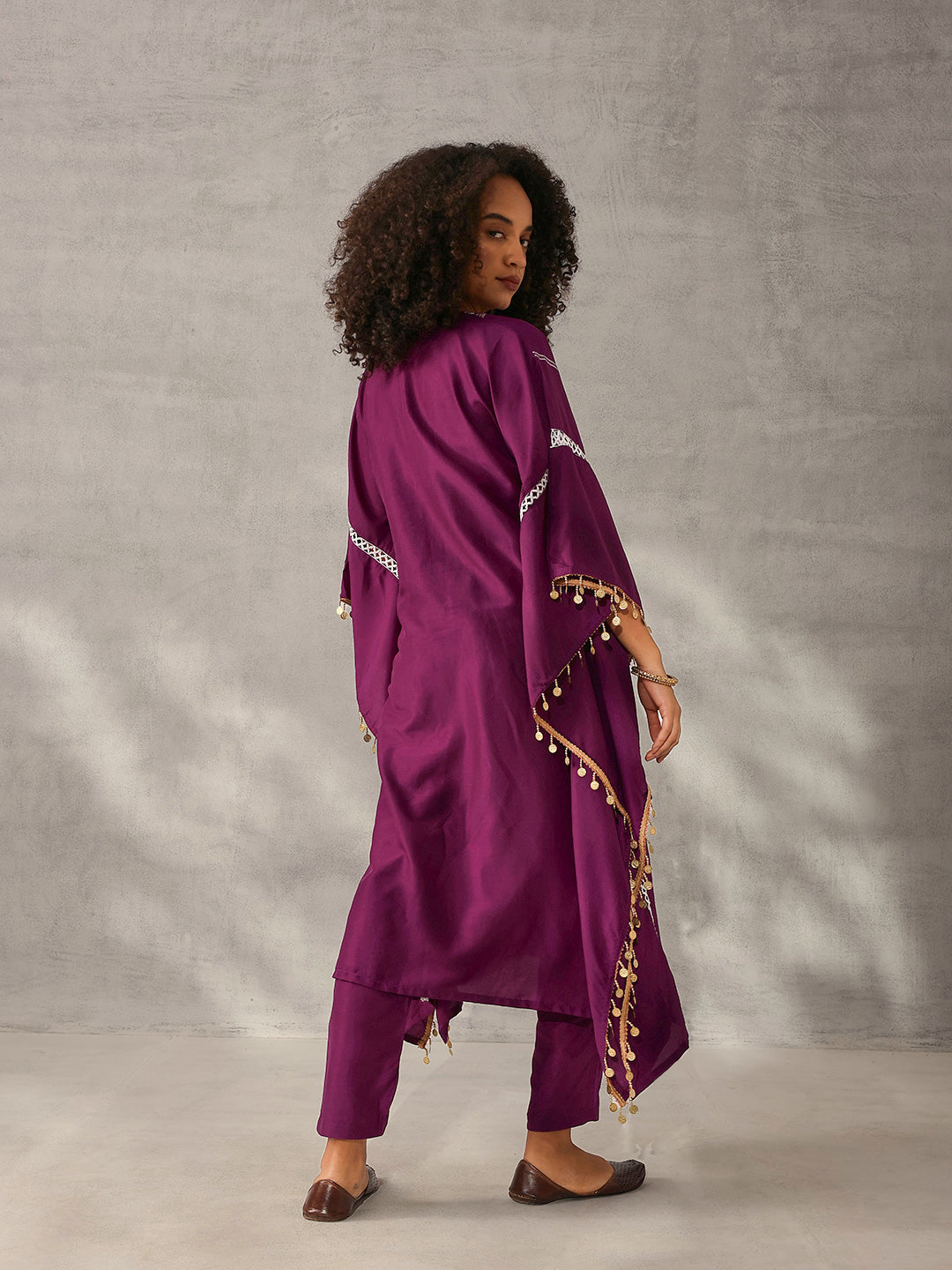 Soft Purple Chinon Foil Printed Kaftan 