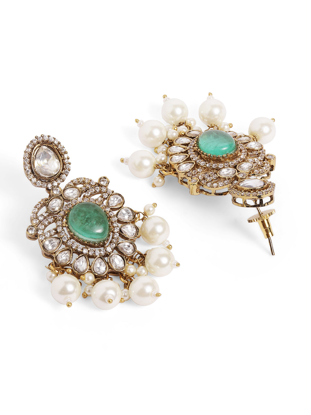 Ishin Green  Colour Gold Plated Drop Earring