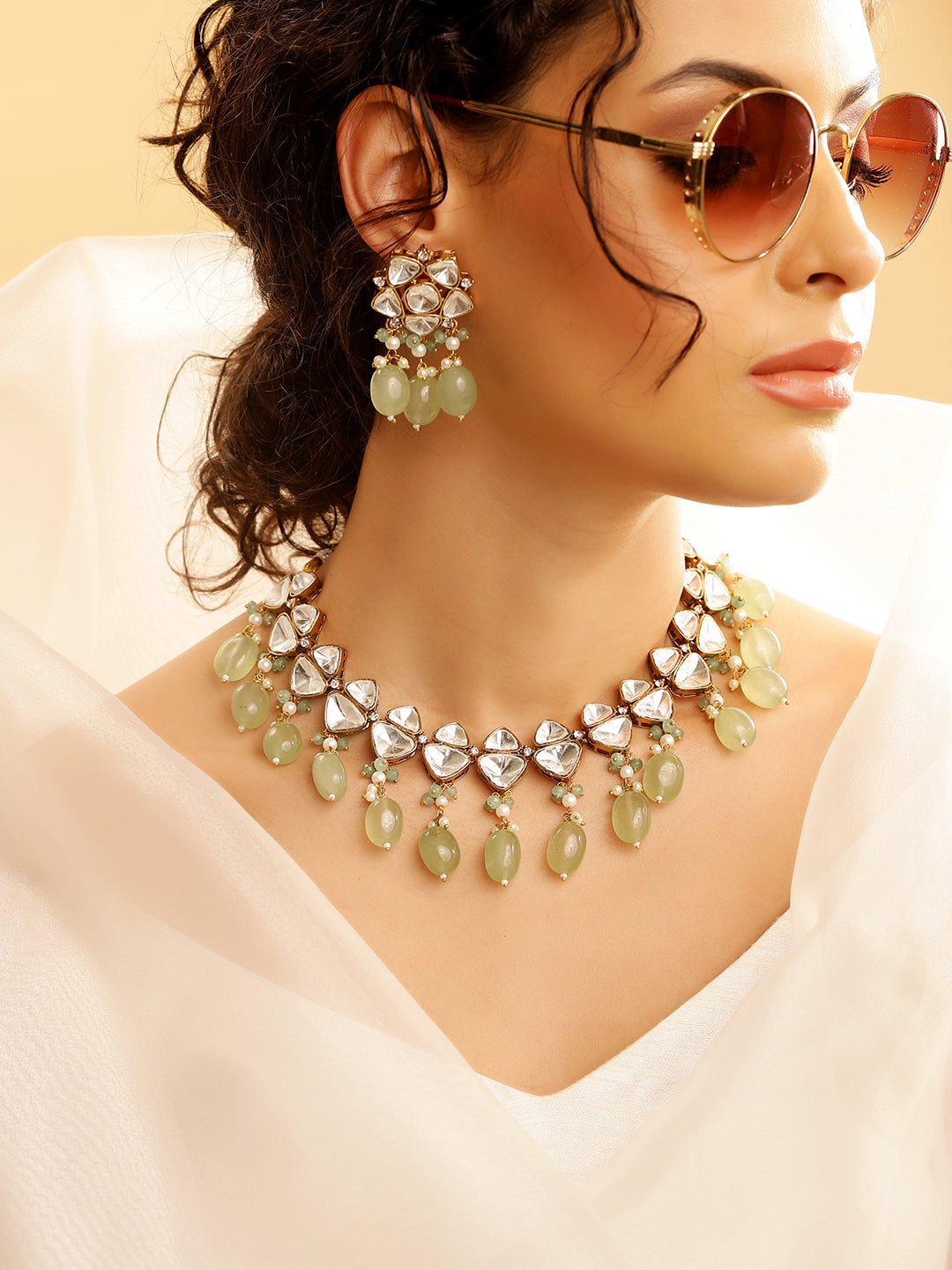 Ishin Green  Colour Gold Plated Jewellery Set