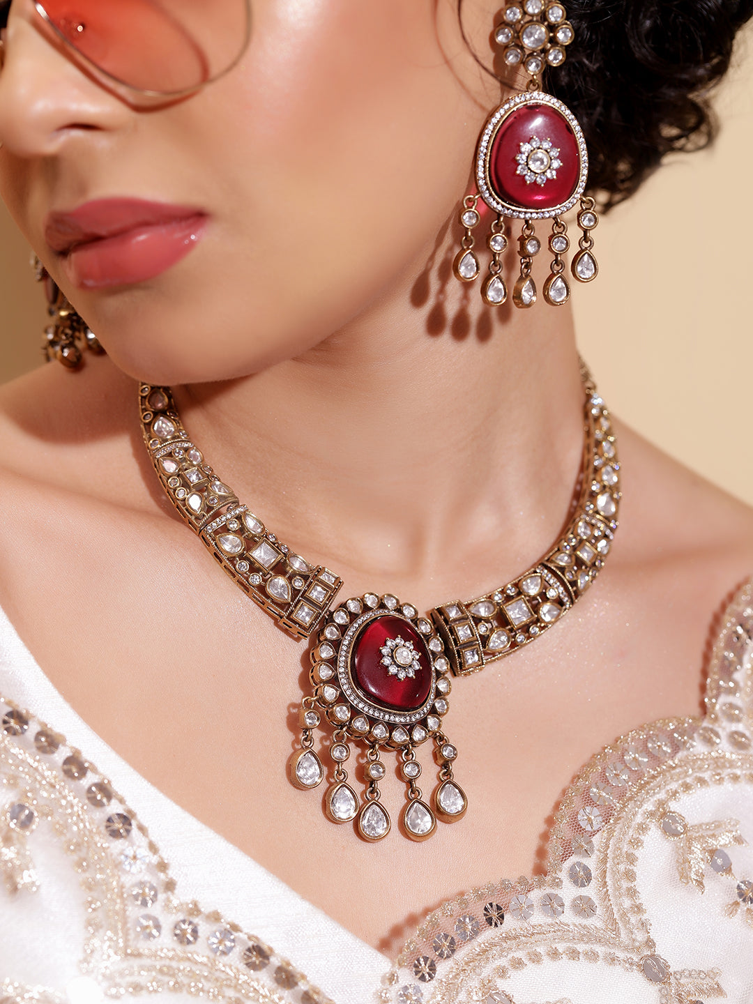 Ishin Green  Colour Gold Plated Jewellery set