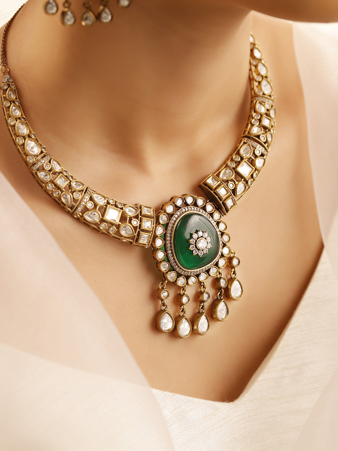Ishin Green  Colour Gold Plated Jewellery set