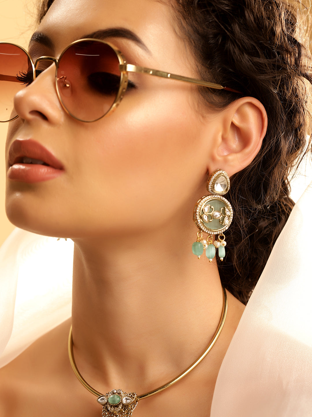 Ishin green  Colour Gold Plated Jewellery set