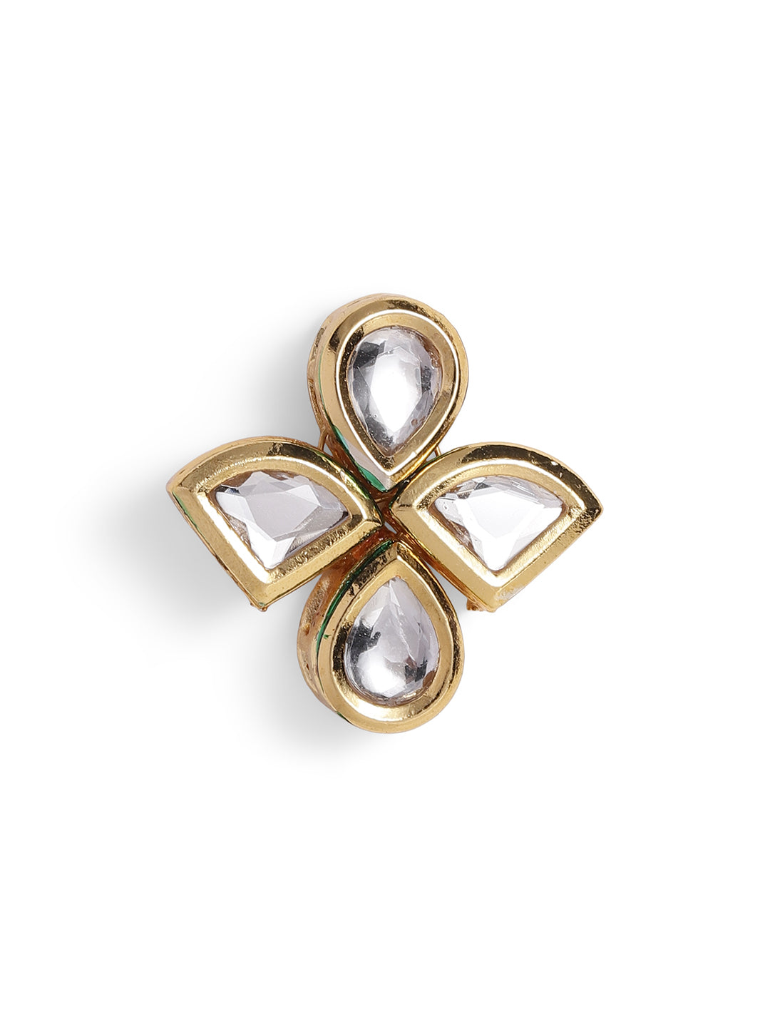 Ishin White Colour Gold plated Kundan Studs Earring