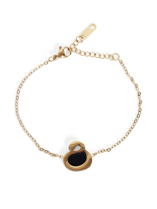 Ishin Black Colour Gold Plated Artificial Stones And Beads Armlet