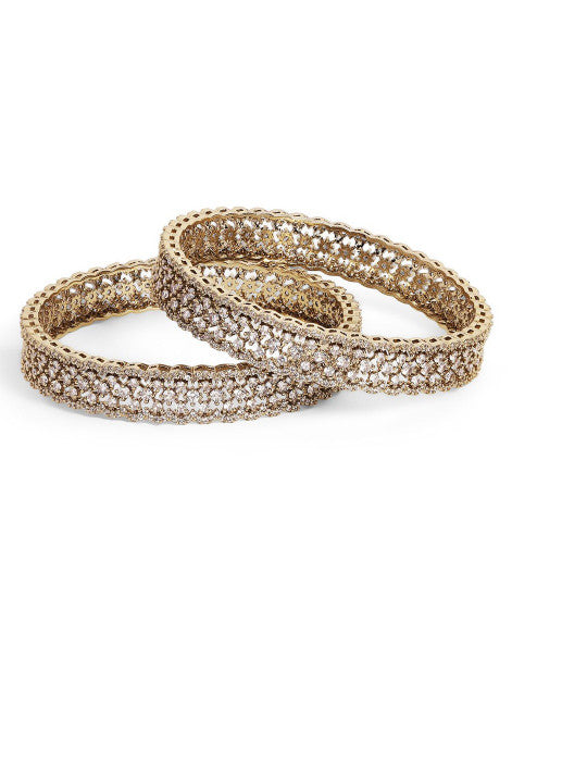 Ishin White Colour Gold Plated American Diamond Bangle