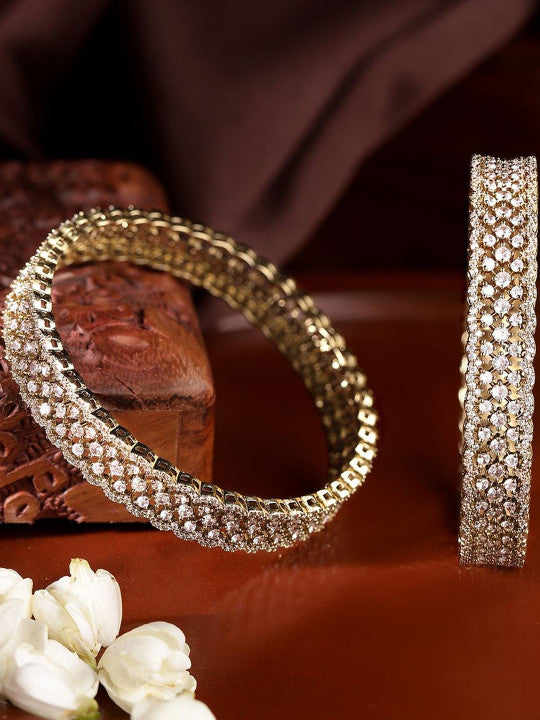 Ishin White Colour Gold Plated American Diamond Bangle